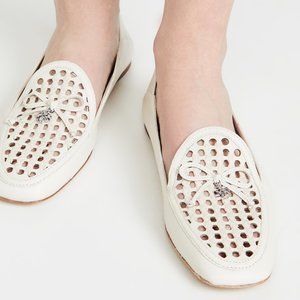 Tory Burch $348 CONVERTIBLE TORY CHARM WOVEN LOAFER Ivory Cream